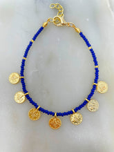 Load image into Gallery viewer, Colourful Beads Gold Plated Coin Chain Bracelet