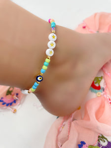 Colourful Beads Star Evil Eye Anklet