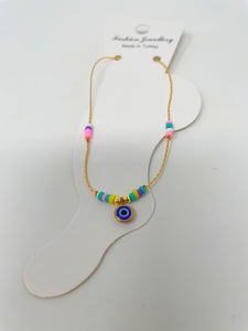 Colourful Beads Evil Eye Anklet