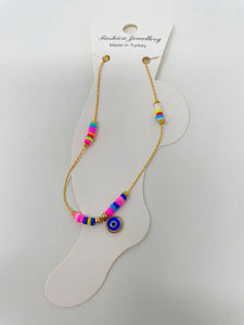 Colourful Beads Evil Eye Anklet