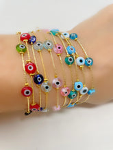 Load image into Gallery viewer, Colourful Evil Eye Gold Plated Chain Bracelet