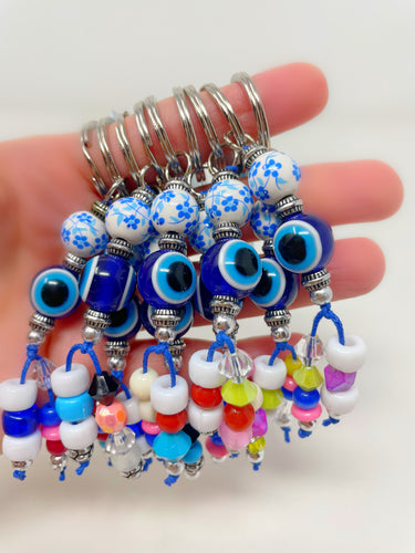 Blue Flower Beads Keychain