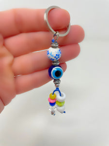 Blue Flower Beads Keychain