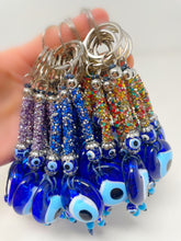 Load image into Gallery viewer, Rhinstones evil eye keychain