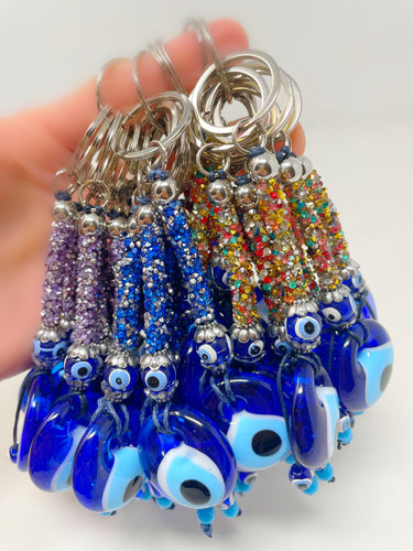 Rhinstones evil eye keychain