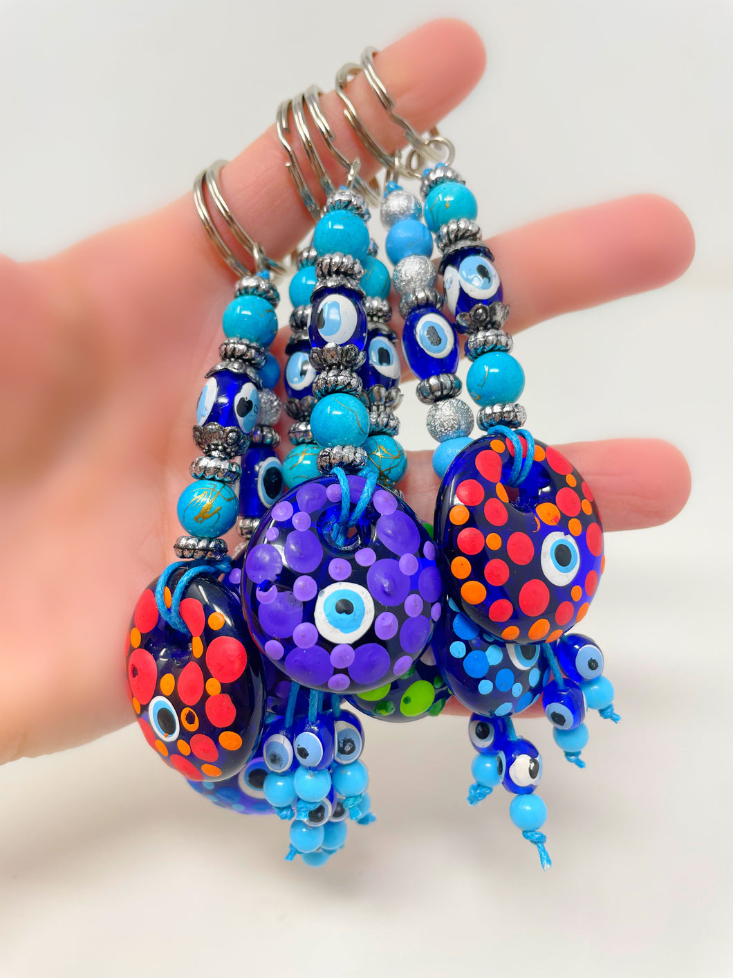 Evil eye polka dots keychain