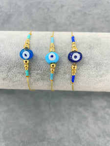 Evil Eye Beads Gold Plated Chain Bracelet GI 1