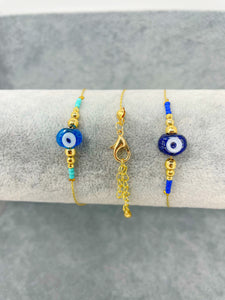 Evil Eye Beads Gold Plated Chain Bracelet GI 1