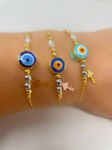 Evil Eye Charm Gold Plated Chain Bracelet