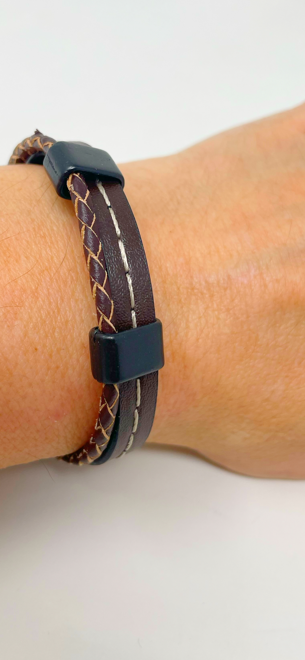 Genuine Leather Braided Pull Bracelet D22