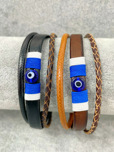 Genuine Leather Evil Eye Bracelet