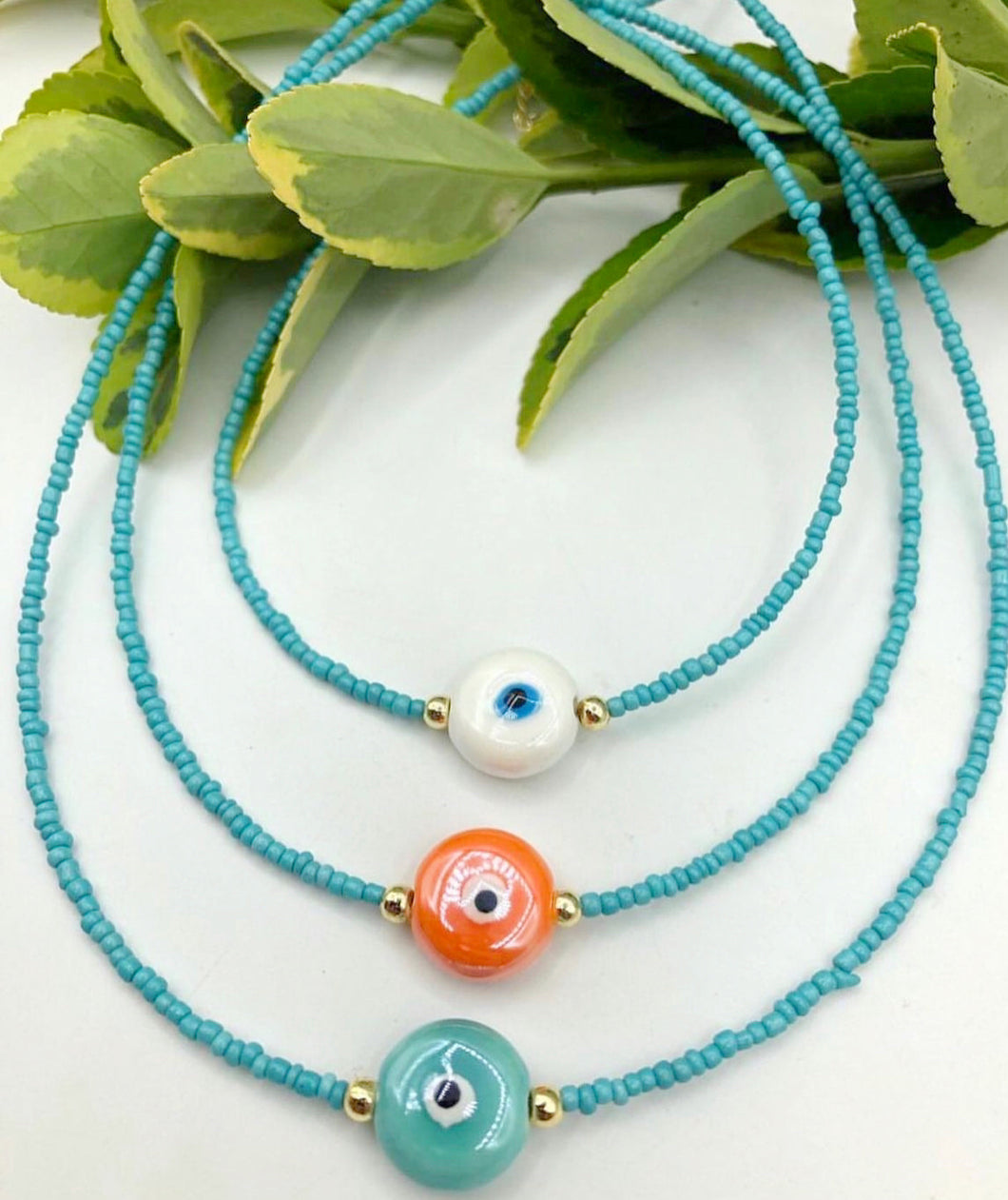 Turquoise beads evil eye necklace(TBEEN)