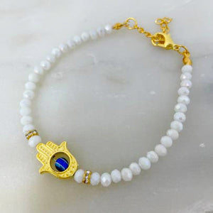 Crystal beads Hamsa bracelet