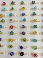 Load image into Gallery viewer, Gold or Silver plated evil eye ring