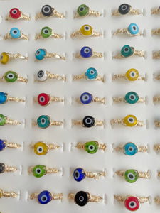 Gold or Silver plated evil eye ring