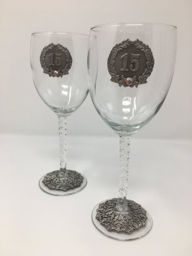 CVC A015  15th.Anniversary wine glasses.