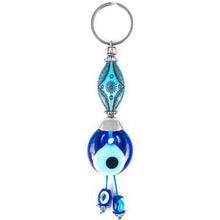 Load image into Gallery viewer, Turquoise evil eye keychain