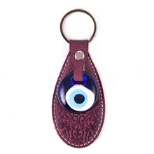 Load image into Gallery viewer, Leather evil eye keychain