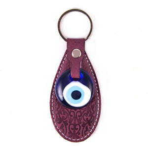 Leather evil eye keychain