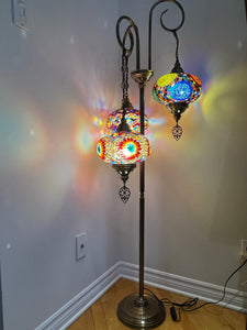 Mosaic floor lamp 3 XL globes Multi