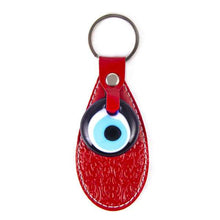 Load image into Gallery viewer, Leather evil eye keychain