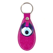 Load image into Gallery viewer, Leather evil eye keychain