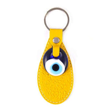 Load image into Gallery viewer, Leather evil eye keychain