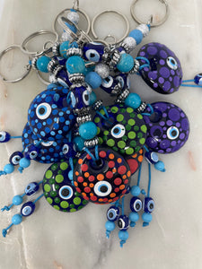 Evil eye polka dots keychain