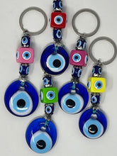 Load image into Gallery viewer, Evil eye dice keychain