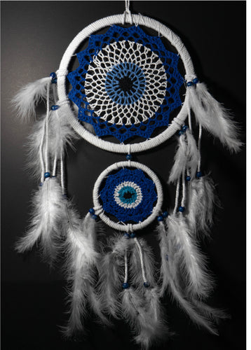 Double macramé evil eye dreamcatcher