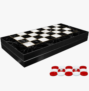 Black marble backgammon set