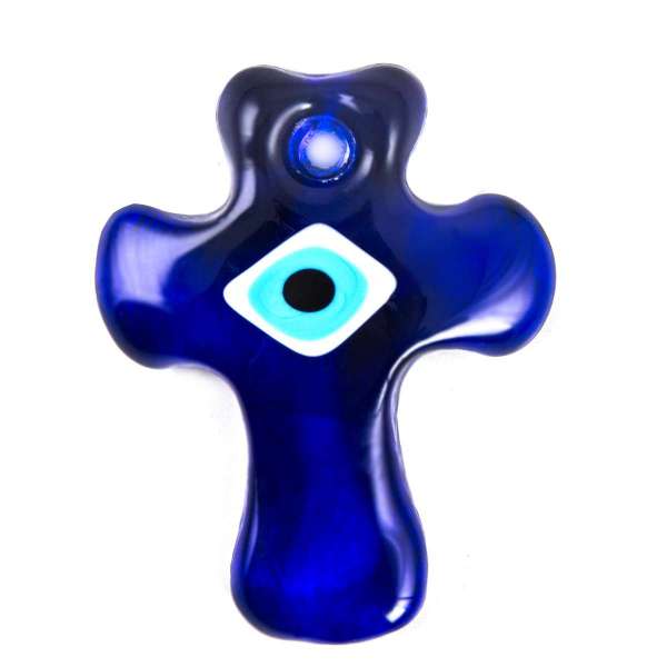 Glass evil eye cross