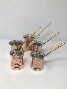 Set of 5 copper coffee pots