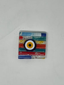 Fusion glass evil eye magnet