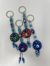 Load image into Gallery viewer, Evil eye polka dots keychain