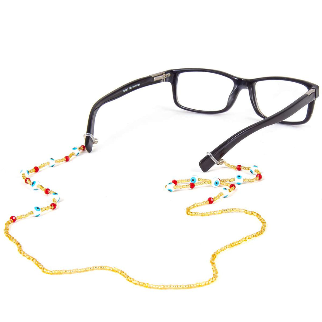 Evil eye beaded eyeglasses chain