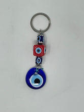 Load image into Gallery viewer, Evil eye dice keychain