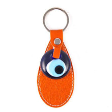 Load image into Gallery viewer, Leather evil eye keychain